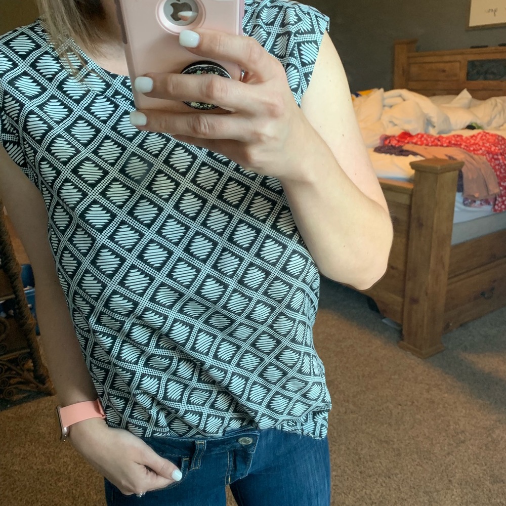 J.Crew navy and white patterned sleeveless top